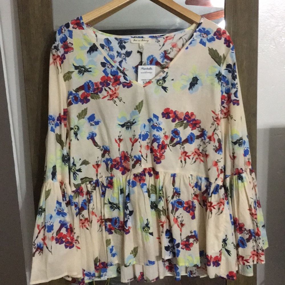 xl peplum blouse with bell sleeves